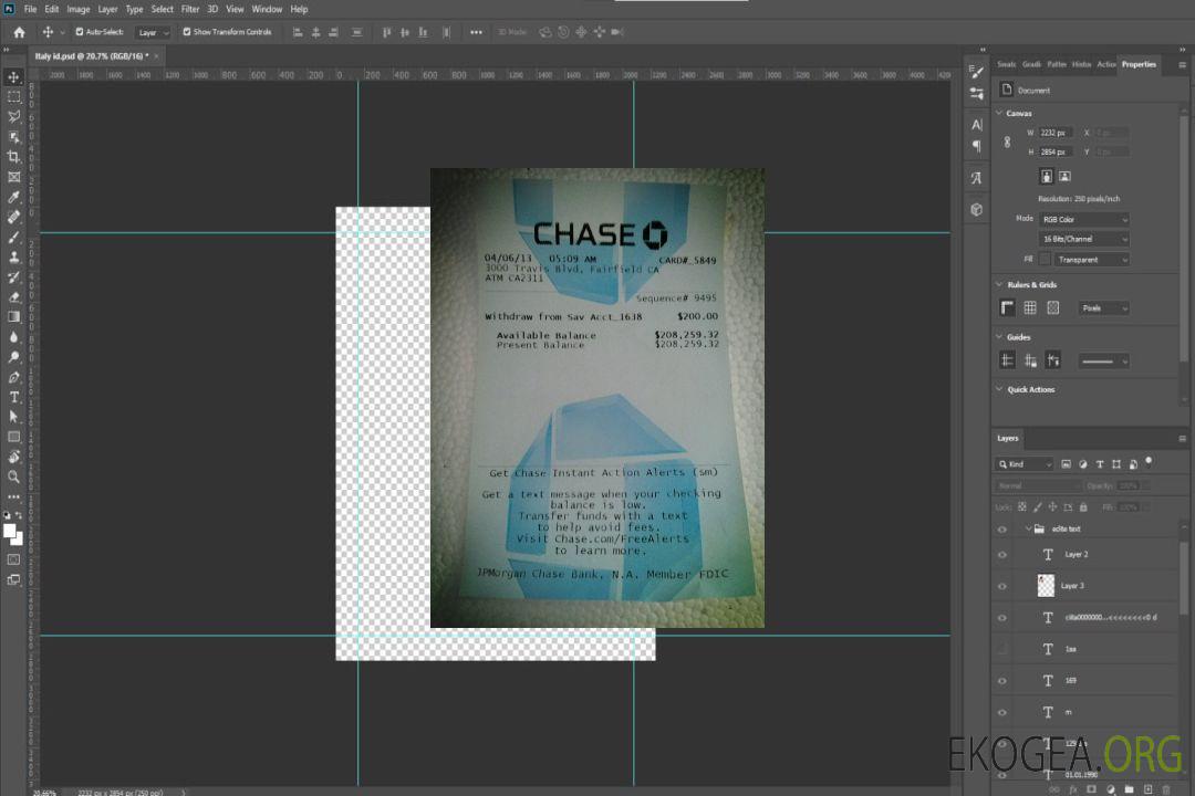 USA Chase bulletin de versement bancaire template